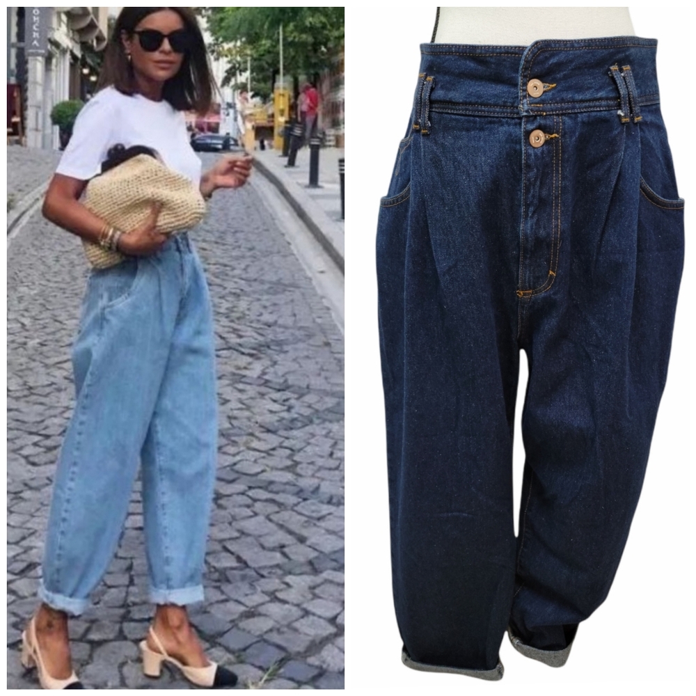 Zara High Waist Baggy Mom Jeans Size 10